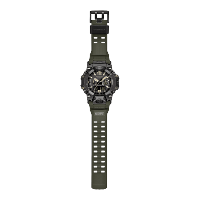 Gesamtansicht der G-SHOCK Armbanduhr GWG-B1000-1A3 von G-SHOCK mit strukturiertem Armband und doppelter Lochreihe