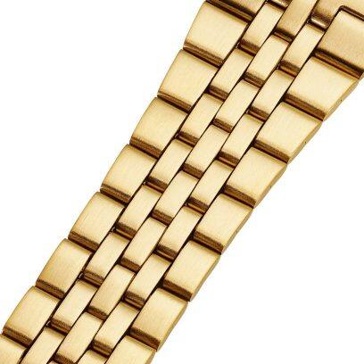 Nahaufnahme des goldfarbenen Gliederarmbandes aus Edelstahl der LA680WEGA-9