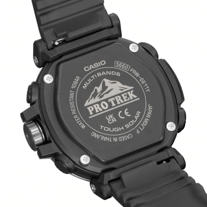 Rückseite der gravierten Pro Trek Armbanduhr 