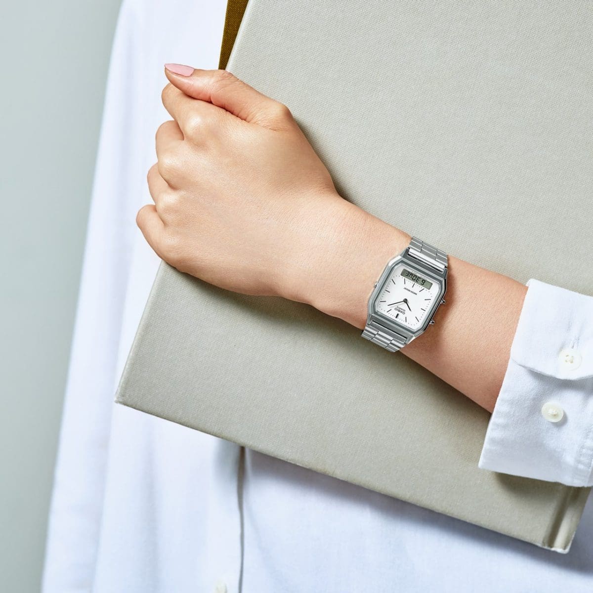 relogio casio aq 230 prata