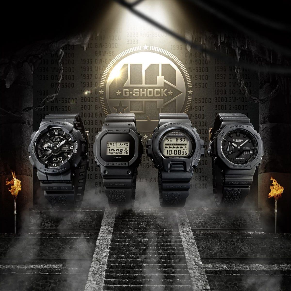 REMASTER BLACK    A partir da esquerda: GA-114RE-1A, DWE-5657RE-1, DW-6640RE-1, GA-2140RE-1A