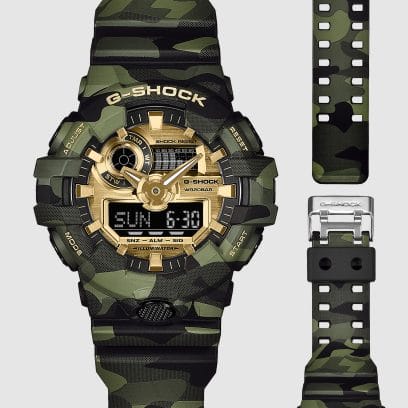 GA-700CMG-3A Design arrojado com mostrador em tons dourados