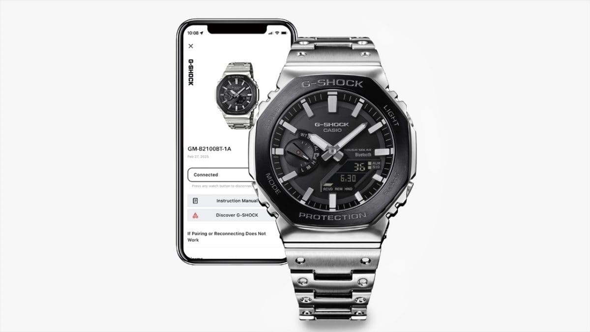 GM-B2100BT-1A Indicação das horas com carregamento por energia solar, além de Bluetooth® para aprimorar a precisão e a confiabilidade