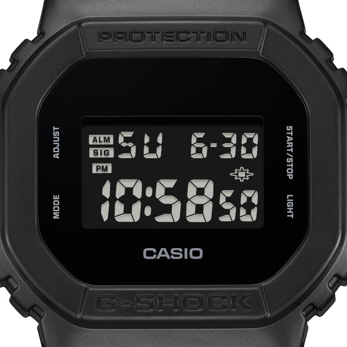 G-SHOCK black digital DW-5600UBB-1 close up of digital display #4