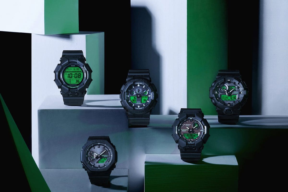 From left: GD-010BEG-1, GA-B2100BEG-1A, GA-100BEG-1A, GA-B010BEG-1A,  GA-700BEG-1A #3