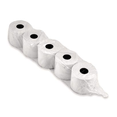 Produktbild von 5 eingeschweißten Papierrollen für die Druckrechner von CASIO.