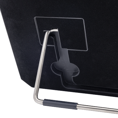 Nahaufnahme des Ständers, welcher auf der Unterseite der Uhrenbox integriert ist