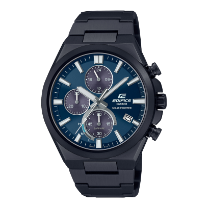 Frontansicht der schwarzen EFS-S630DC-2AV mit blauem Zifferblatt