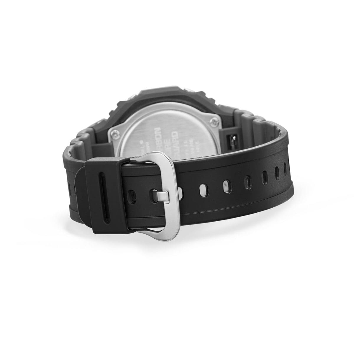 Rückseite der GA-2100FL-8A Armbanduhr von G-SHOCK mit grauem Armband