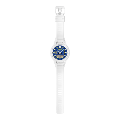 Gesamtansicht der Armbanduhr GBA-950-7A2ER von G-SHOCK mit länglichen Löchern im Armband
