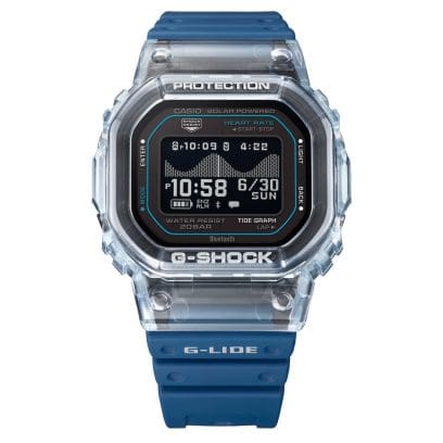 Frontansicht der digitalen Armbanduhr GBX-H5600-2ER von G-SHOCK mit achteckigem, durchsichtigen Gehäuse