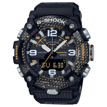 Die schwarze Outdoor-Uhr GG-B100Y-1A aus der MASTER OF G YELLOW ACCENT SERIE