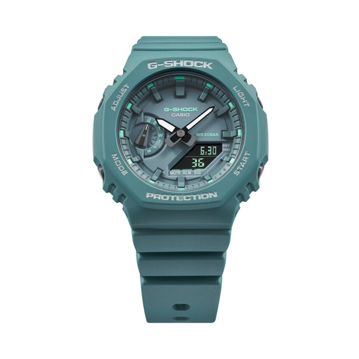Gehäuse und Armband der G-SHOCK WOMEN Armbanduhr GMA-S2100GA-3A direkt von vorn.