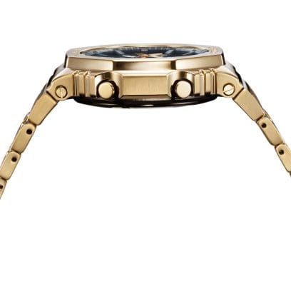 Seitliche Ansicht der GM-B2100GD-9A Armbanduhr mit ihren seitlichen Knöpfen und robustem Gehäuse