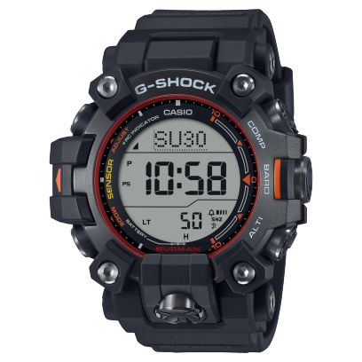 Die MASTER OF G MUDMASTER Outdoor-Uhr GW-9500MEC-1 mit schwarzem Resin-Armband und robustem Karbon-Edelstahl-Gehäuse