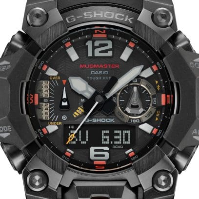 Close-Up des Digitaldisplays der GWG-B1000EC-1A Armbanduhr