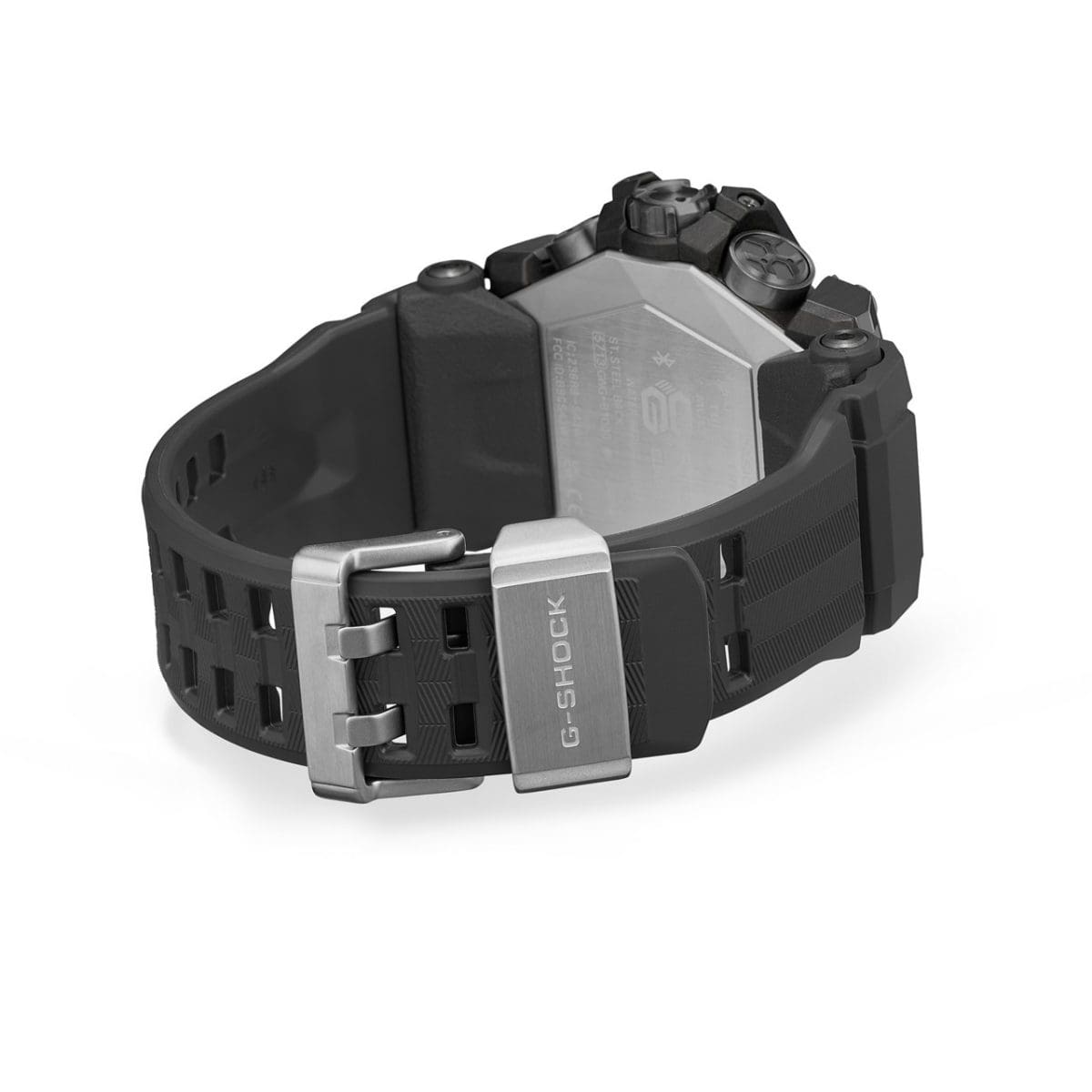 Die geschlossene Armbanduhr GWG-B1000EC-1A in einer Ansicht von hinten, so dass Armband und Armbandverschluss gut sichtbar sind