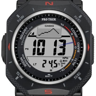Auf dem Display der PRO TREK PRG-69-1 ist die Barometer / Thermometer Funktion eingeschaltet