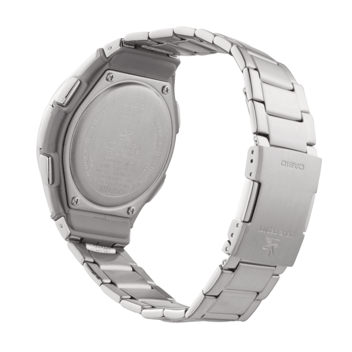 Rückansicht der WVA-M650D-1A mit geschlossenem Armband und Blick auf die Metallschließe