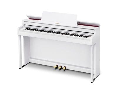 Vista general del piano digital CASIO CELVIANO AP-550 en color blanco.