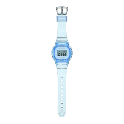 El reloj de pulsera plano BGD-565SJ de Baby-G con correa de resina transparente azul y pantalla digital
