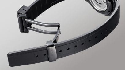 Correa de uretano negra con triple cierre desplegable plateado del EFK-100XPB-1AER