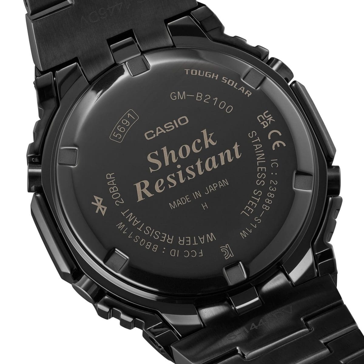 Grabado en el fondo negro del reloj de pulsera de aniversario GM-B2100BPC-1A
