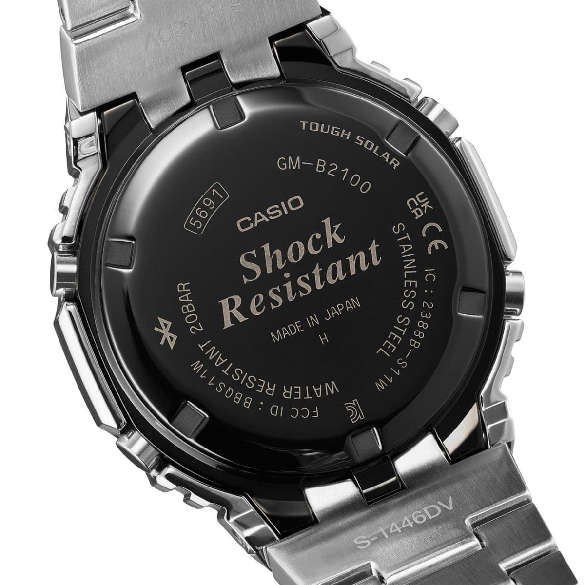 Grabado en el fondo plateado del reloj de pulsera de aniversario GM-B2100PC-1A