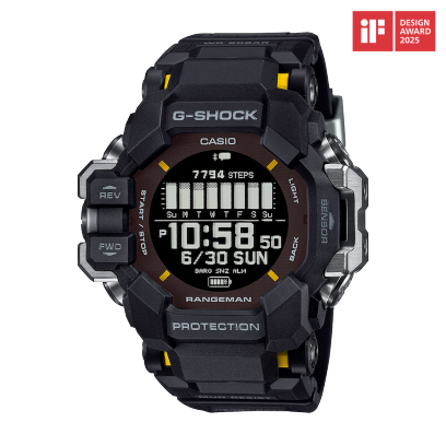 El reloj digital GPR-H1000-1 negro de G-SHOCK con caja maciza y detalles amarillos