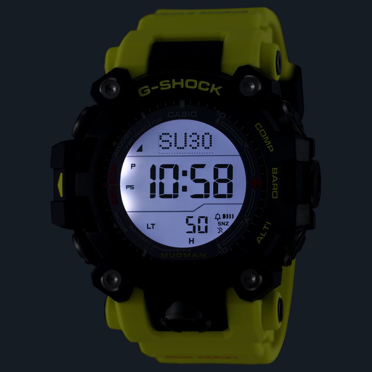 GW-9500MRY-1A9 en la oscuridad con iluminación LED