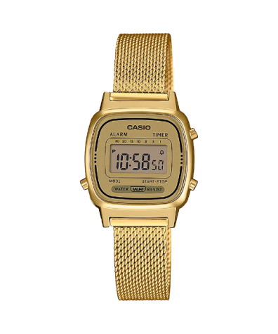  Casio Reloj digital de tono dorado para mujer, cronógrafo de  alarma La670wga-1cr, Oro, Digital : Ropa, Zapatos y Joyería