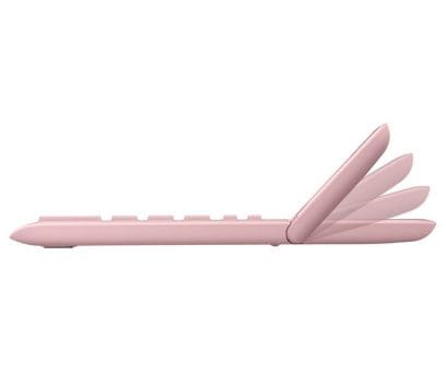Side view of the rose-colored JQ-200SC-PK from CASIO with its tiltable display