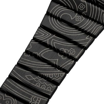 Close-up of the paisley pattern on the bracelet