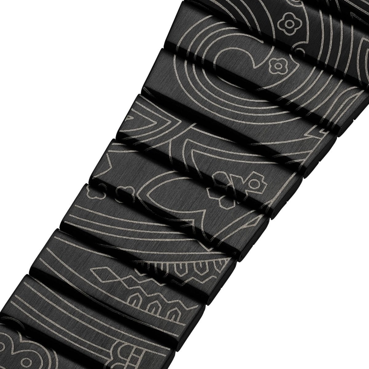 Close-up of the paisley pattern on the bracelet