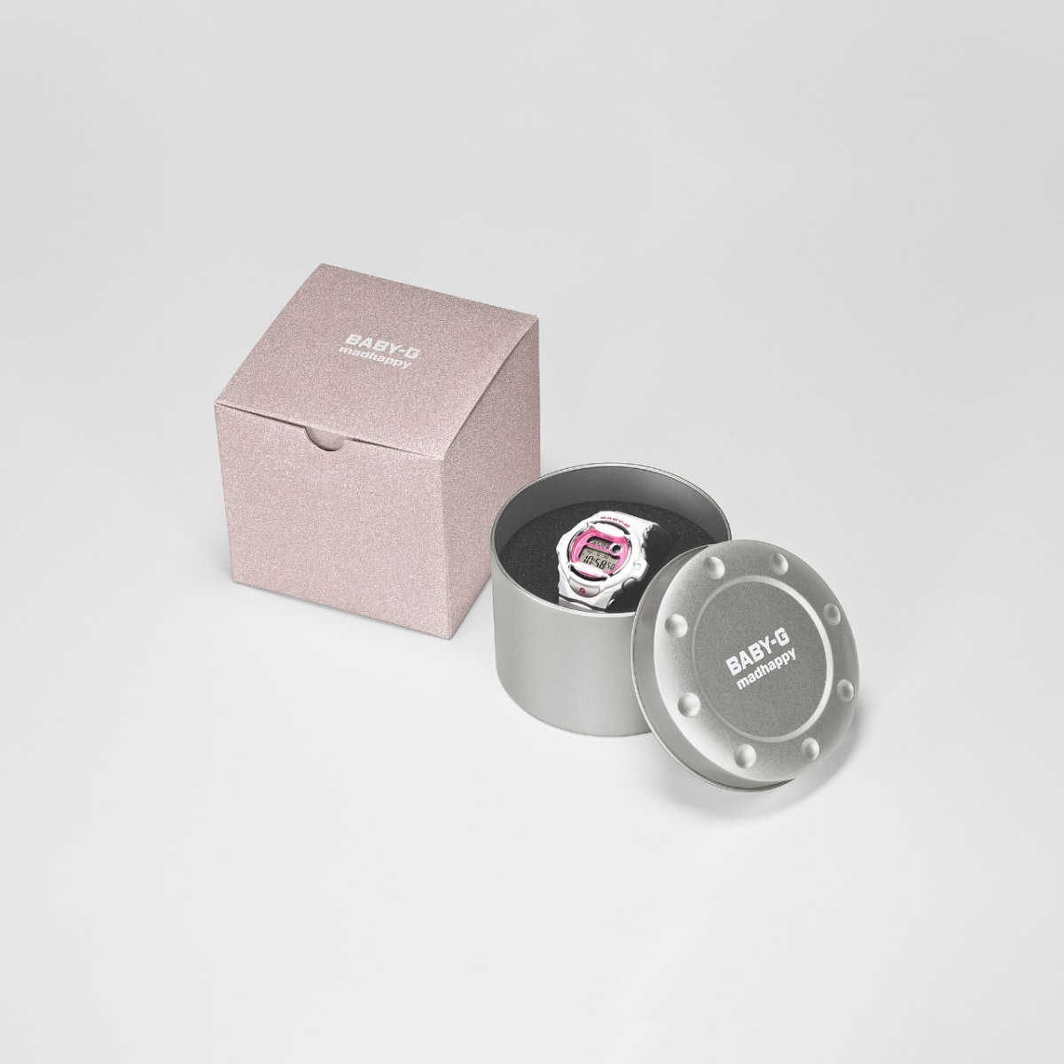 The packaging of the BG-169MH-7ER consists of a silver metal tin and a pink outer carton.