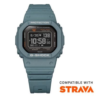 Next to the picture of the DW-H5600-2 sports watch is the note: ‘Compatible with STRAVA’.