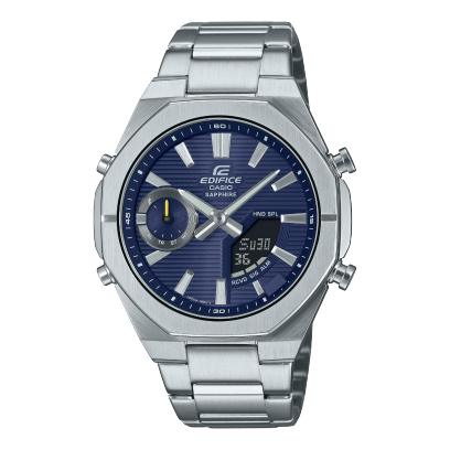 Front view of the ECB-S10D-2AEF with dark blue dial