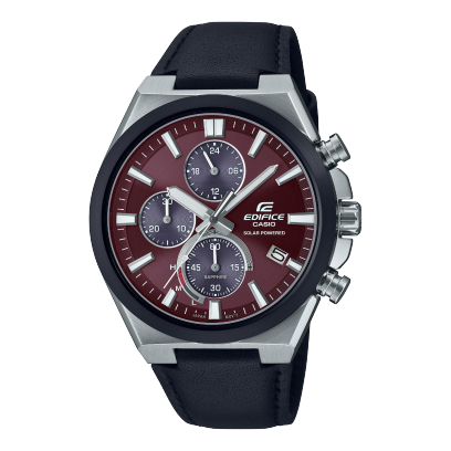 Front view of the EFS-S630BL-5AV with black leather strap