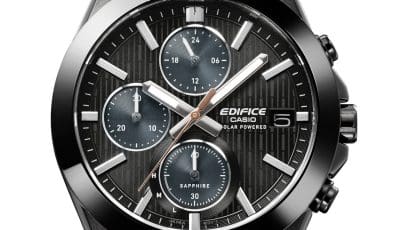 Close-up of the black dial of the EFS-S650DC-1AEF