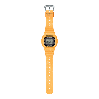 Overall view of the G-5600SFJ-9 with open strap and silver clasp