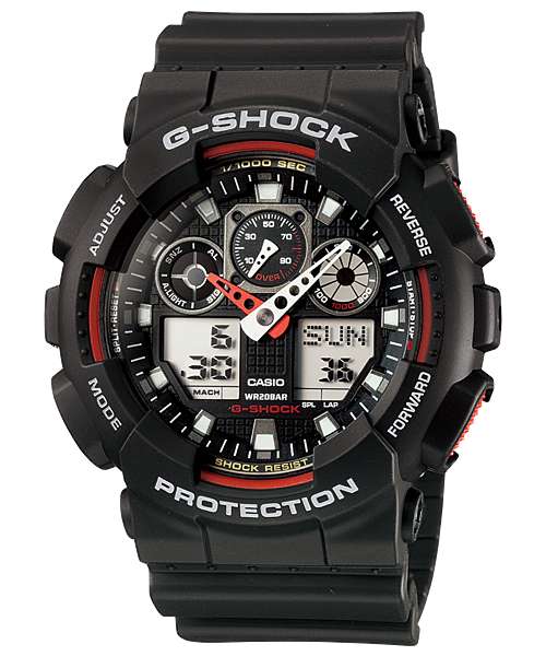 時計 CASIO G-SHOCK GA-100-1A2 GAS100B-1A2 | G-SHOCK Analog Digital Watch with Blue Accents