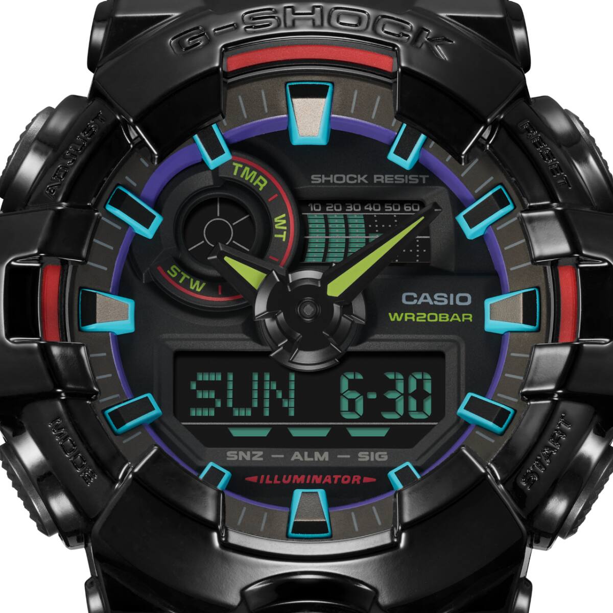 カシオ  G-SHOCK  GA-700RGB G-Shock GA700RGB-1A Virtual Rainbow Cybertech Ana-Digi - YouTube