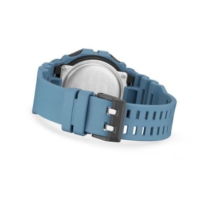 Back of the light blue GBX-100-2A wristwatch
