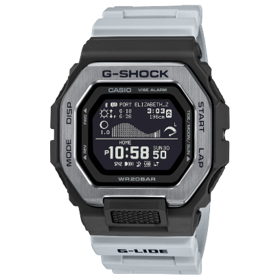 The grey and black GBX-100TT-8 wristwatch with digital display and resin strap