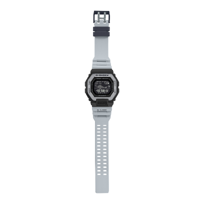 Flat-faced GBX-100TT-8 G-SHOCK with grey strap and black and silver case