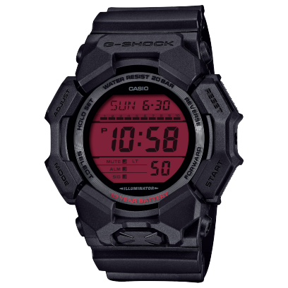 Front view of the black GD-010BBR-1ER with red display