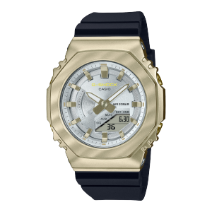 The G-SHOCK hybrid ladies' watch GM-S2100BC-1A with octagonal bezel, black resin strap and a dial with silver vapour coating 