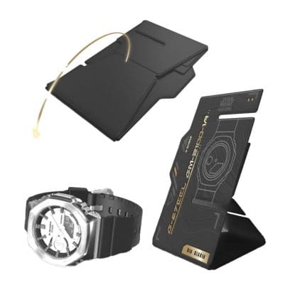 Foldable stand designed for the G-SHOCK wristwatch GM-2100-1A-MAN