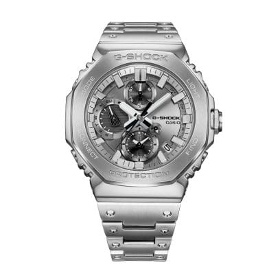Front view of the G-SHOCK GMC-B2100ADS-1AER all-metal watch with analog dial