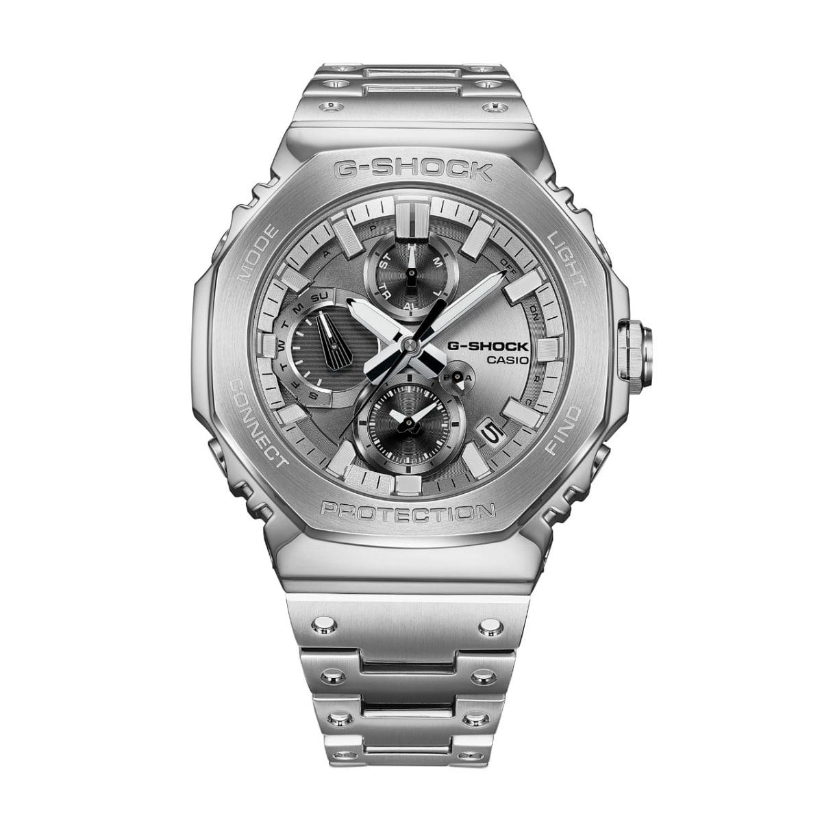 Front view of the G-SHOCK GMC-B2100ADS-1AER all-metal watch with analog dial